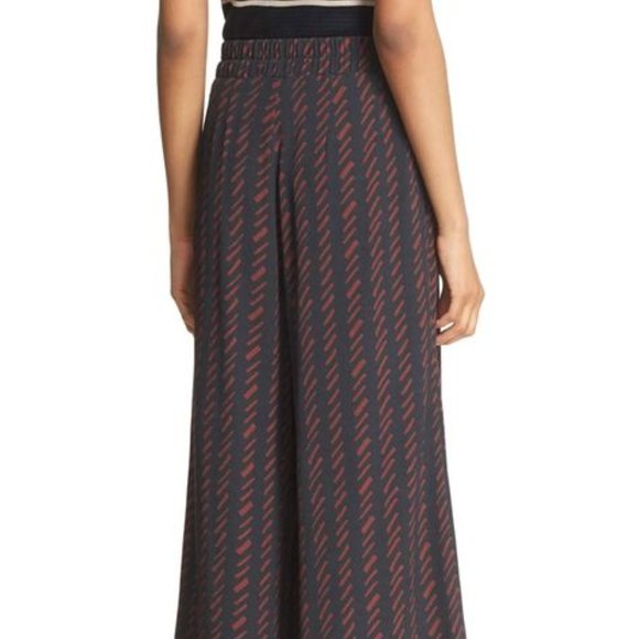 APIECE APART 'Taiyana Wabi' Wide Leg Crop Pants Navy Hatch Sz 2 - Picture 8 of 10